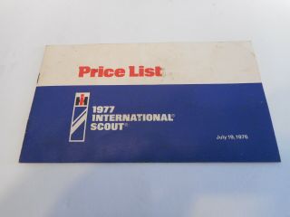 International Harvester Scout Price List 1977