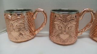 4 Silver One Int ' l Copper Stainless OWL Moscow Mule Cup Mugs 2