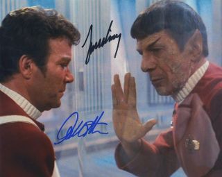 William Shatner & Leonard Nimoy Star Trek Signed Autographed Color Photo