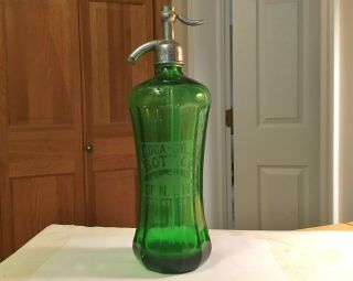 Antique 1920 ' s Coca - Cola Dark Green Seltzer Bottle All And Beauty Rare 3