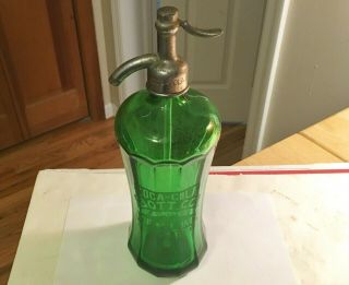 Antique 1920 ' s Coca - Cola Dark Green Seltzer Bottle All And Beauty Rare 6