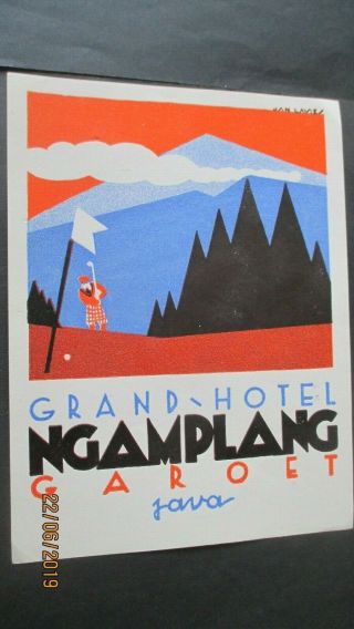 Grand Hotel Gamplang Java Garoet Luggage Label Paper