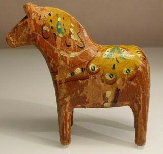 Antique Swedish Dala Horse.  Folk Art Carved Sweden Hand Painted.