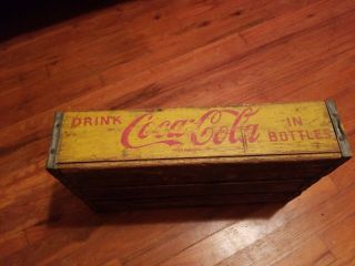 Antique Vintage Wood Wooden Yellow Coke Coca Cola 24 Bottle Case Crate
