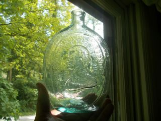 1850s OPEN PONTIL QUART WASHINGTON TAYLOR DYOTTVILLE GLASSWORKS HISTORICAL FLASK 5