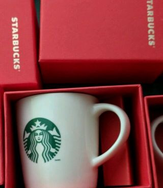 Starbucks Mini Mug 2014 Demi Espresso White W/green Logo 3oz/89ml