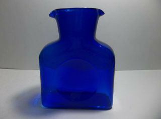 Vintage Blenko Art Glass Cobalt Blue Water Bottle Decanter