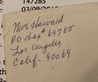Moe Howard 3 Stooges Hand Signed Envelope