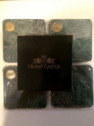 Vintage Trump Castle Hotel,  Casino Granite Coasters Set of 4 NIB 2