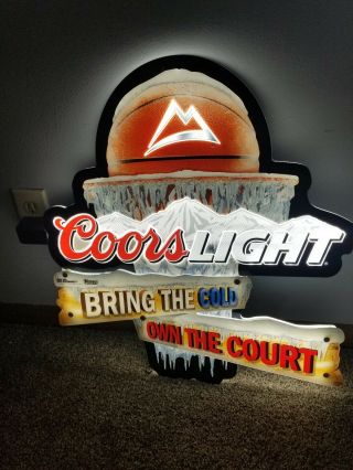 L@@k Coors Light Beer 3 - D Led Light Up Nba Basketball Bar Sign Game Room Sports