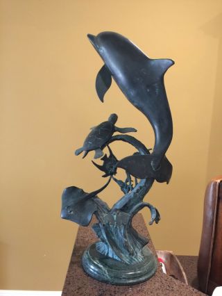 Dolphin And Friends Brass Sea Sculpture