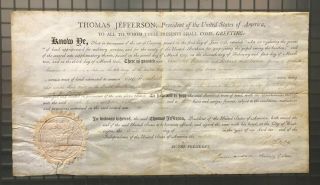 President Thomas Jefferson & James Madison Dual Signed 1806 Land Grant Document