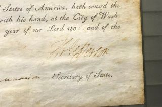 President Thomas Jefferson & James Madison Dual Signed 1806 Land Grant Document 2