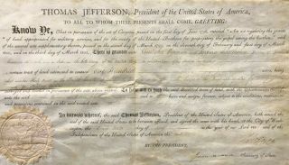 President Thomas Jefferson & James Madison Dual Signed 1806 Land Grant Document 4