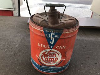 Vintage Van Camp Hardware And Iron Co 5 Gal.  Metal Gas Utility Can