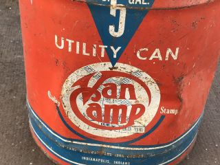 VINTAGE VAN CAMP HARDWARE and IRON Co 5 Gal.  METAL Gas Utility CAN 3