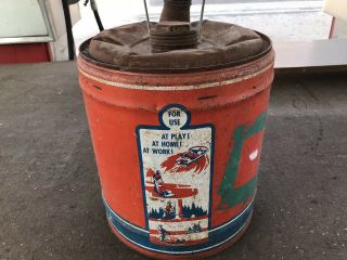 VINTAGE VAN CAMP HARDWARE and IRON Co 5 Gal.  METAL Gas Utility CAN 5