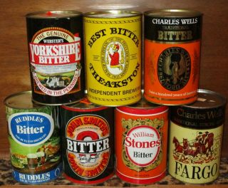 7 Large Beer Cans,  2.  22 Litre (3.  9 Pints),  United Kingdom,  Bitter,  Flat Top Can