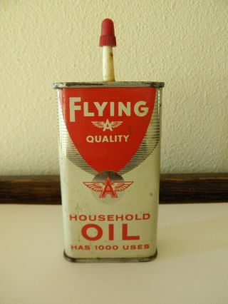 Vintage Flying A Household Oil Tin Oiler Tidewater Oil Co