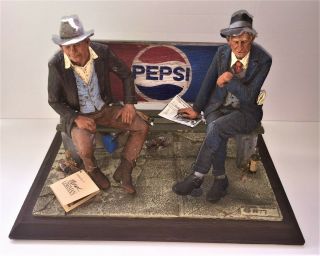 Michael Garman Pepsi - Cola 2 - Men On Park Bench Figures - Rare & Htf