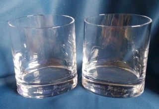 Set Of 2 Johnnie Walker Collectible Whiskey Glass Oval Shape Logo Etched On Base