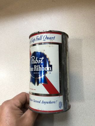 Pabst Blue Ribbon PBR Snap Cap Full Quart Beer Can Conetop 4