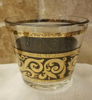 Vintage Culver,  Ltd Glass Ice Bucket Black & Gold 