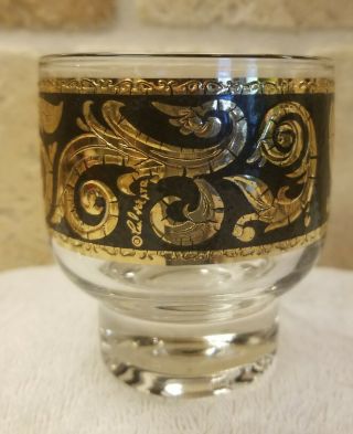 Vintage Culver,  Ltd Glass Ice Bucket Black & Gold 