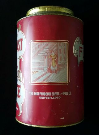 Antique BREAKFAST CALL COFFEE Tin Can 3lb Independent Coffee&Spice Co Denver CO 2