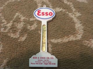 Vintage Esso Fuel Wall Sign Plastic Thermometer “bob & Chick Oil Co.  ” Nc?