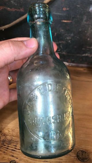 Rare J.  F.  & E.  Dietrich Shickshinny Pa Hutchinson Hutch Blob Top Soda Bottle