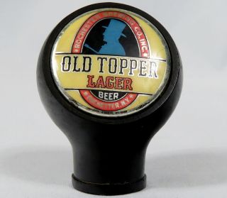 Vintage Rochester Brewing Old Topper Lager Beer Ball Tap Knob Handle Black N.  Y.