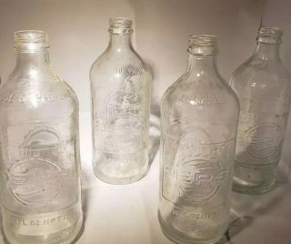 Pepsi - Cola Vintage Glass Soda Bottle`s (set Of 4) Pre - Owned