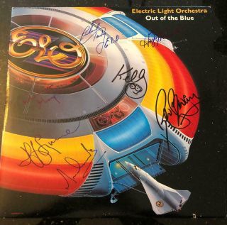 Elo : Out Of The Blue Album; Signed By Jeff Lynne & The Entire Band W/