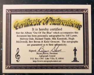ELO : Out of The Blue Album; Signed by JEFF LYNNE & The ENTIRE BAND w/ 2