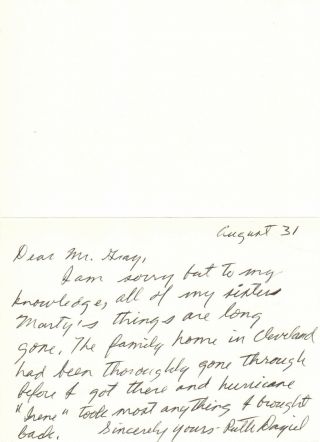 Martha Chase - Autograph Letter Signed From Her Sister - Dna Geneticist