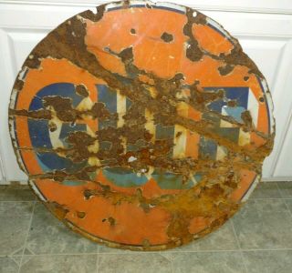 Vintage Gulf Double Sided 30 " Porcelain Gas And Oil Sign