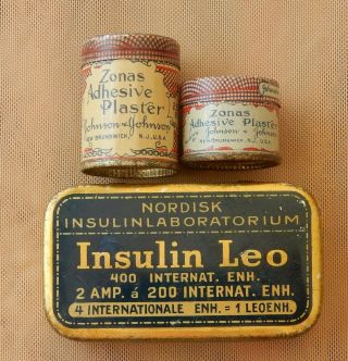 3 Tiny Medicine Tins Zonas Adhesive Plaster Insulin Leo Vintage