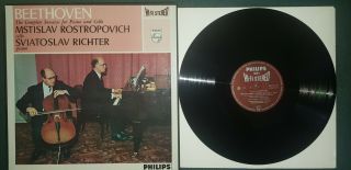 Richter Rostropovich Beethoven Piano Cello Sonatas Philips Hi - Fi Stereo Ed 1 Nm