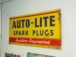 Vintage Advertising Auto Lite Spark Plugs Sign,  Car Gas Oil,