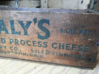 Vintage Wooden Cheese Box Isaly’s Dairy Youngstown Ohio 5 Lb Isalys Wood Crate 4