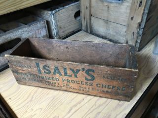 Vintage Wooden Cheese Box Isaly’s Dairy Youngstown Ohio 5 Lb Isalys Wood Crate 6