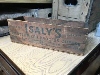 Vintage Wooden Cheese Box Isaly’s Dairy Youngstown Ohio 5 Lb Isalys Wood Crate 8