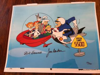 Signed Jetson Ltd Ed Hand Painted Cel Hanna Barbera 1989 W/gallery Background