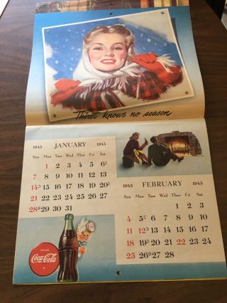Rare Vintage 1945 Teenage Pin Up Girls Coca - Cola Calendar Complete Advertising