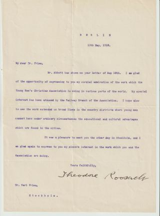 Theodore Roosevelt,  Signed Letter