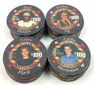 Set Of 20 Poker Professional $100 Casino Ceramic Chips Chipco.