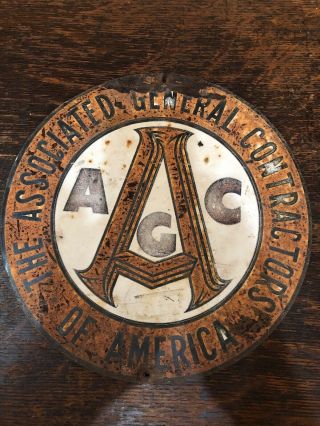 Rare Vintage Tin Sign The Associated General Contractors Of America - Aagc