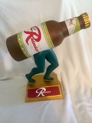 Large Rainier Beer Bottle Bobble Rare Beer Display Promo Promotional Bobblehead