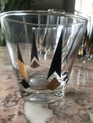 1950 ' S ATOMIC ARROW GLASSES MID CENTURY MODERN SET OF 14 BLACK/GOLD VINTAGE WOW 7